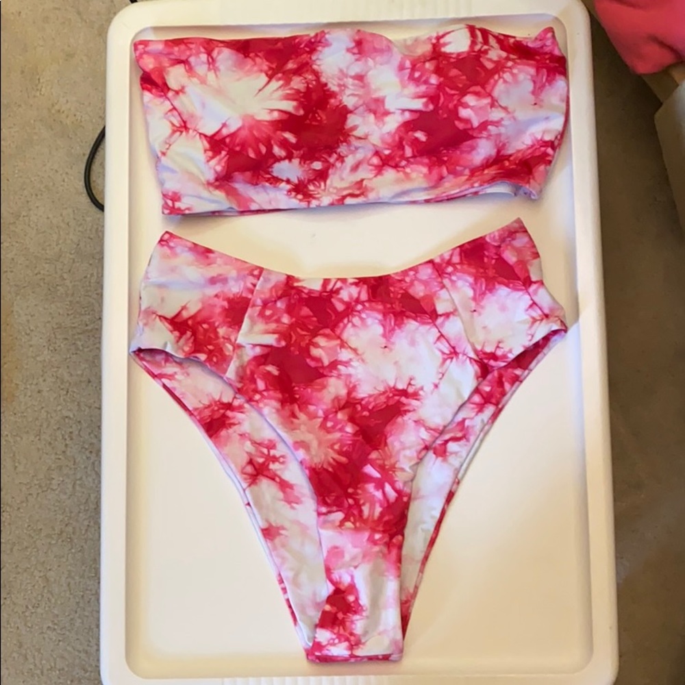 Shein Pink Tie Dye High Waisted Bikini